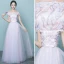 Chic / Beautiful Candy Pink Bridesmaid Dresses 2017 A-Line / Princess Off-The-Shoulder Short Sleeve Appliques Flower Sequins Bow Sash Floor-Length / Long Ruffle Wedding Party Dresses