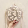Chic / Beautiful Gold Pearl Flower Glitter Metal Clutch Bags 2018