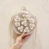 Chic / Beautiful Gold Pearl Flower Glitter Metal Clutch Bags 2018