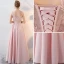 Chic / Beautiful Blushing Pink Evening Dresses  2017 A-Line / Princess Pierced Scoop Neck Sleeveless Appliques Lace Rhinestone Beading Floor-Length / Long Backless Formal Dresses