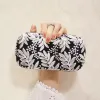 Modest / Simple Black Leaf Embroidered Metal Clutch Bags 2018