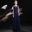Chic / Beautiful Navy Blue Evening Dresses  2017 A-Line / Princess Pierced Scoop Neck Sleeveless Appliques Lace Pearl Beading Floor-Length / Long Backless Formal Dresses