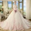Schöne Ivory / Creme Brautkleider / Hochzeitskleider 2018 Ballkleid Off Shoulder Kurze Ärmel Rückenfreies Rosa Applikationen Spitze Kathedrale Schleppe Rüschen