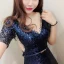 Scintillantes Bleu Marine Dégradé De Couleur Paillettes Transparentes Robe De Soirée 2018 Trompette / Sirène Encolure Dégagée Manches Courtes Métal Ceinture Faux Diamant Train De Balayage Volants Robe De Ceremonie
