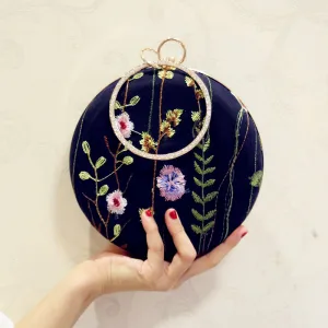 Snygga Fina Mörk Marinblå Broderade Kuvertväska 2018