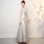 Chic / Beautiful Silver Prom Dresses 2017 A-Line / Princess Pierced Scoop Neck 1/2 Sleeves Sequins Embroidered Floor-Length / Long Formal Dresses