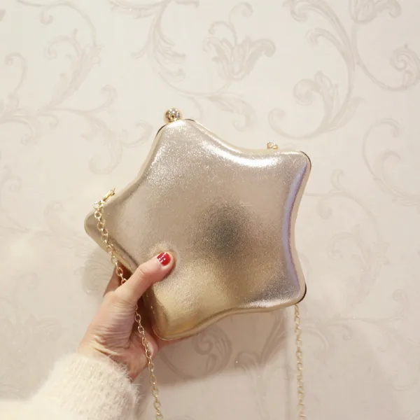 Amazing / Unique Silver Patent Leather Star Clutch Bags 2018