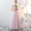 Chic / Beautiful Blushing Pink Bridesmaid Dresses 2017 A-Line / Princess V-Neck Sleeveless Appliques Flower Beading Floor-Length / Long Backless Wedding Party Dresses