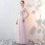 Chic / Beautiful Blushing Pink Bridesmaid Dresses 2017 A-Line / Princess V-Neck Sleeveless Appliques Flower Beading Floor-Length / Long Backless Wedding Party Dresses