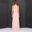 Elegant Pearl Pink Chiffon Summer Maxi Dresses 2018 Sheath / Fit Halter Sleeveless Floor-Length / Long Pleated Womens Clothing