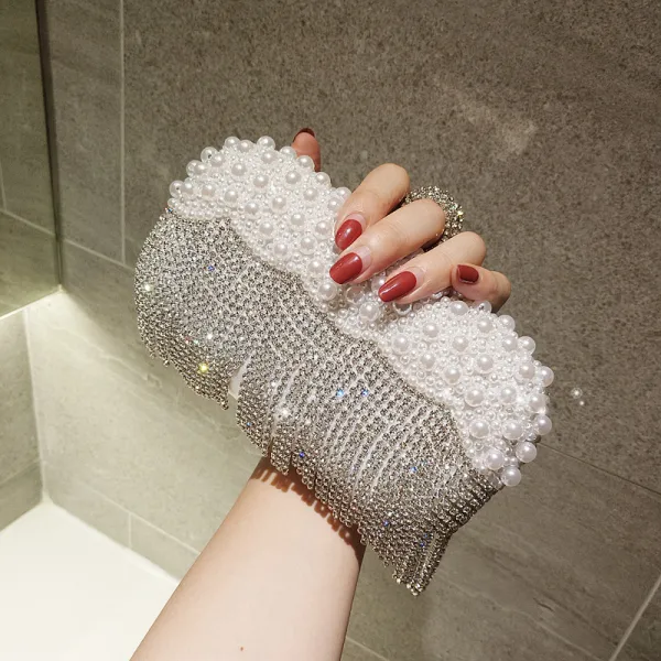 Luxe Champagne Faux Diamant Gland Perle Pochette 2018