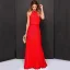 Elegant Pearl Pink Chiffon Summer Maxi Dresses 2018 Sheath / Fit Halter Sleeveless Floor-Length / Long Pleated Womens Clothing