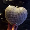 Bling Bling Silver Glitter Rhinestone Heart-shaped Clutch Bags 2018