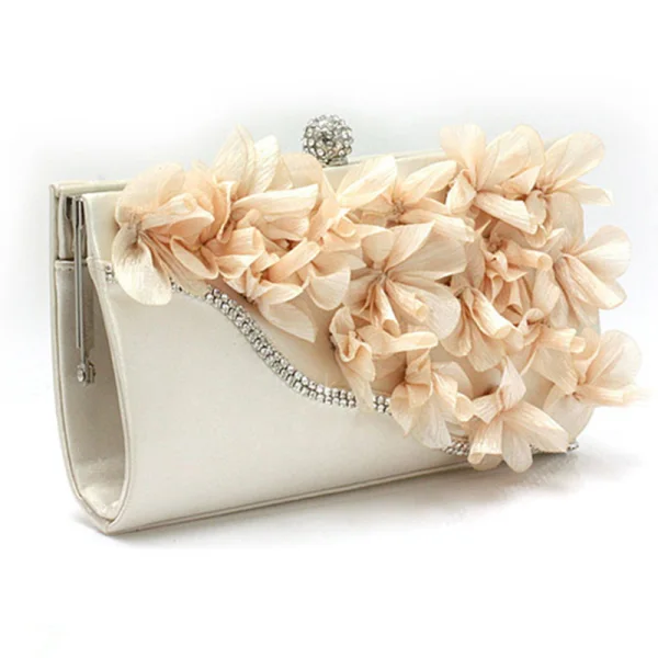 Chic / Beautiful Pearl Pink Rhinestone Flower Clutch Bags 2018