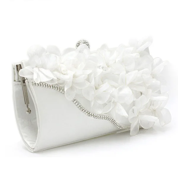 Chic / Beautiful Pearl Pink Rhinestone Flower Clutch Bags 2018