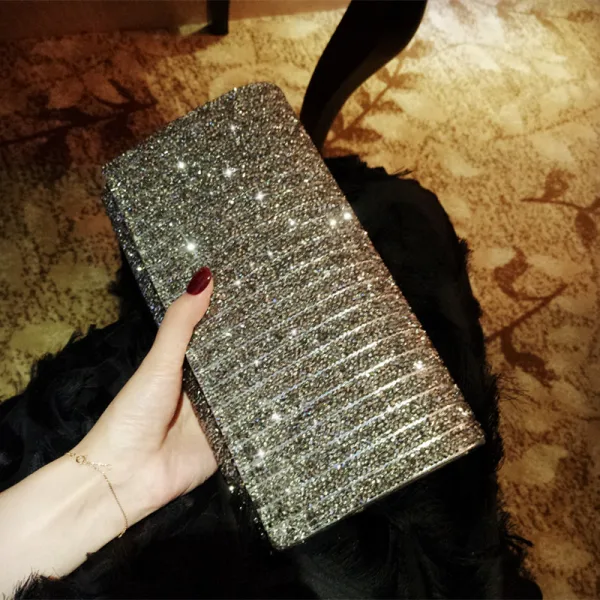 Scintillantes Glitter Faux Diamant Argenté Pochette 2018