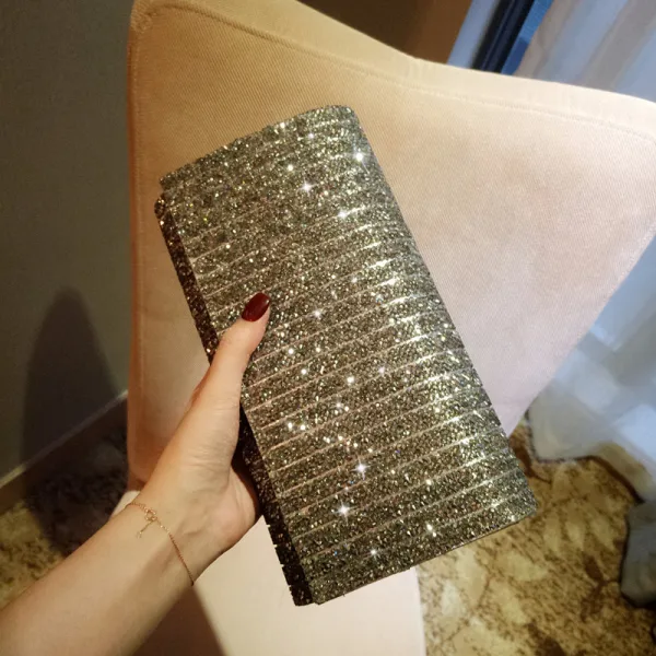 Scintillantes Glitter Faux Diamant Argenté Pochette 2018