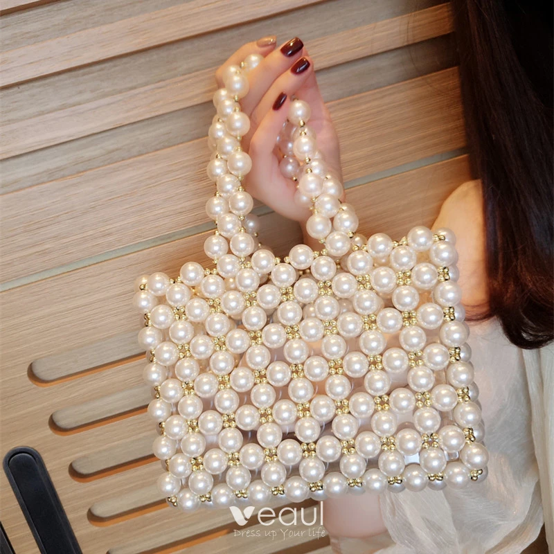 Luxury Gorgeous Ivory Beading Pearl Clutch Bags 2018