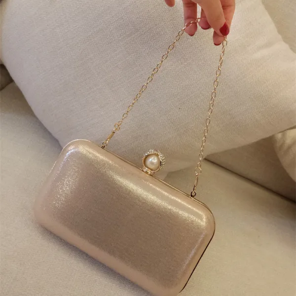 Modest / Simple Silver Pearl Patent Leather Clutch Bags 2018
