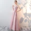 Chic / Beautiful Blushing Pink Evening Dresses  2017 A-Line / Princess V-Neck Sleeveless Rhinestone Metal Sash Floor-Length / Long Ruffle Backless Formal Dresses