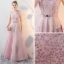 Chic / Beautiful Blushing Pink Evening Dresses  2017 A-Line / Princess V-Neck Sleeveless Rhinestone Metal Sash Floor-Length / Long Ruffle Backless Formal Dresses