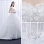 Enkel Hvit Brudekjoler 2018 Ballkjole Kjæreste Uten Ermer Ryggløse Appliques Blonder Beading Perle Chapel Train Buste