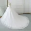 Simple Ivoire Robe De Mariée 2018 Robe Boule Unique Bustier Sans Manches Dos Nu Cathedral Train Volants