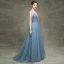Luxe Bleu D'encre Transparentes Robe De Soirée 2018 Princesse V-Cou Sans Manches Perlage Perle Faux Diamant Paillettes Glitter Tulle Dos Nu Train De Balayage Volants Robe De Ceremonie