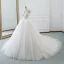 Simple Ivoire Robe De Mariée 2018 Robe Boule Unique Bustier Sans Manches Dos Nu Cathedral Train Volants