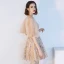 Modern / Fashion Champagne Homecoming Graduation Dresses 2018 A-Line / Princess V-Neck Puffy 1/2 Sleeves Sequins Short Ruffle Formal Dresses