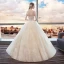 Élégant Ivoire Robe De Mariée 2018 Robe Boule Encolure Dégagée Manches Longues Dos Nu Appliques Percé En Dentelle Longue Volants