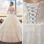 Élégant Ivoire Robe De Mariée 2018 Robe Boule Encolure Dégagée Manches Longues Dos Nu Appliques Percé En Dentelle Longue Volants