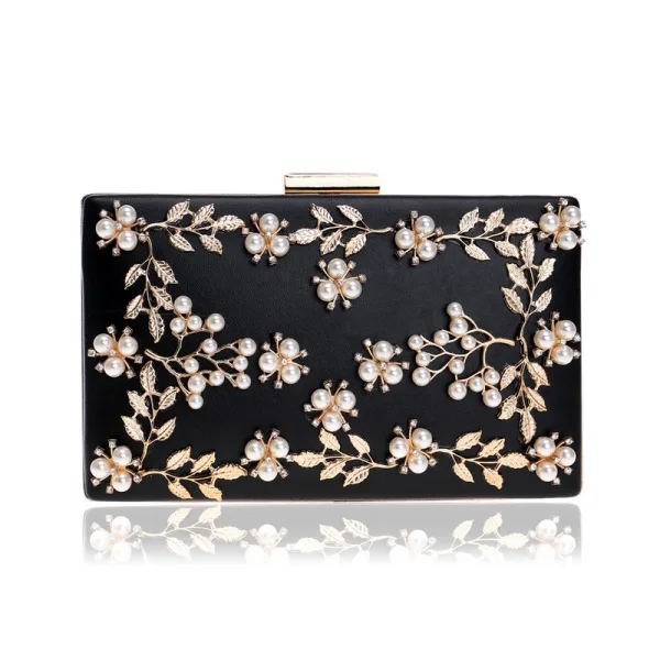 Chic / Beautiful Gold Pearl Rhinestone Evening Party Clutch Bags 2023