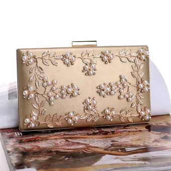 Chic Beautiful Gold Pearl Rhinestone Evening Party Clutch Bags 2023