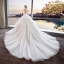 Modern / Fashion Ivory Wedding Dresses 2018 Ball Gown Shoulders Spaghetti Straps Sleeveless Backless Appliques Lace Sequins Cathedral Train Ruffle