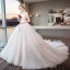 Modern / Fashion Ivory Wedding Dresses 2018 Ball Gown Shoulders Spaghetti Straps Sleeveless Backless Appliques Lace Sequins Cathedral Train Ruffle