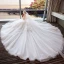 Modern / Fashion Ivory Wedding Dresses 2018 Ball Gown Shoulders Spaghetti Straps Sleeveless Backless Appliques Lace Sequins Cathedral Train Ruffle
