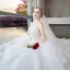Modern / Fashion Ivory Wedding Dresses 2018 Ball Gown Shoulders Spaghetti Straps Sleeveless Backless Appliques Lace Sequins Cathedral Train Ruffle