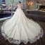 Bling Bling Ivory Wedding Dresses 2018 Ball Gown Off-The-Shoulder Short Sleeve Backless Glitter Appliques Lace Beading Pearl Cathedral Train Ruffle