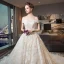 Bling Bling Ivory Wedding Dresses 2018 Ball Gown Off-The-Shoulder Short Sleeve Backless Glitter Appliques Lace Beading Pearl Cathedral Train Ruffle