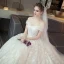 Bling Bling Ivory Wedding Dresses 2018 Ball Gown Off-The-Shoulder Short Sleeve Backless Glitter Appliques Lace Beading Pearl Cathedral Train Ruffle