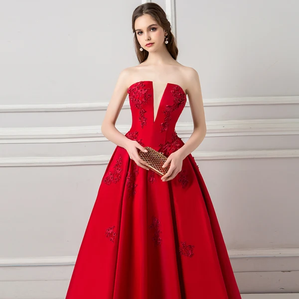 Elegant Burgundy Prom Dresses 2018 A-Line / Princess V-Neck Sleeveless Appliques Lace Beading Ankle Length Ruffle Backless Formal Dresses