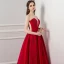 Elegant Burgundy Prom Dresses 2018 A-Line / Princess V-Neck Sleeveless Appliques Lace Beading Ankle Length Ruffle Backless Formal Dresses