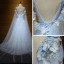 Elegant Formal Dresses 2017 Prom Dresses Sky Blue Chapel Train A-Line / Princess Cascading Ruffles V-Neck Sleeveless Backless Butterfly Appliques Flower Beading Crystal Pearl