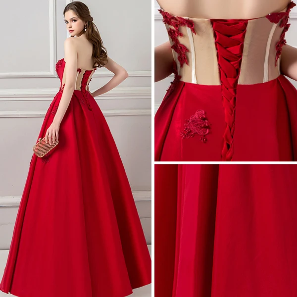 Elegant Burgundy Prom Dresses 2018 A-Line / Princess V-Neck Sleeveless Appliques Lace Beading Ankle Length Ruffle Backless Formal Dresses