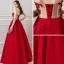 Elegant Burgundy Prom Dresses 2018 A-Line / Princess V-Neck Sleeveless Appliques Lace Beading Ankle Length Ruffle Backless Formal Dresses