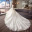 Élégant Ivoire Transparentes Robe De Mariée 2018 Robe Boule Encolure Dégagée 3/4 Manches Dos Nu Appliques Percé En Dentelle Royal Train Volants