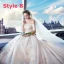 Colored Champagne Wedding Dresses 2018 Ball Gown Off-The-Shoulder Short Sleeve 3/4 Sleeve Backless Appliques Lace Beading Royal Train Ruffle