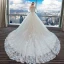Elegante Ivory / Creme Brautkleider 2018 Ballkleid Off Shoulder 1/2 Ärmel Rückenfreies Perlenstickerei Pailletten Applikationen Mit Spitze Kathedrale Schleppe Rüschen
