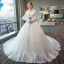 Elegante Ivory / Creme Brautkleider 2018 Ballkleid Off Shoulder 1/2 Ärmel Rückenfreies Perlenstickerei Pailletten Applikationen Mit Spitze Kathedrale Schleppe Rüschen